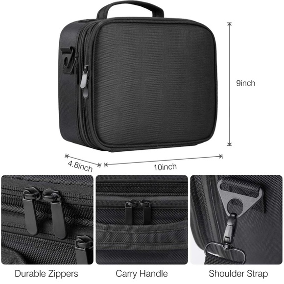 ⭐️ 2-Layers Travel Makeup Bag,Cosmetic Case Organizer with Mirror,Shoulder Strap - Picture 6 of 15